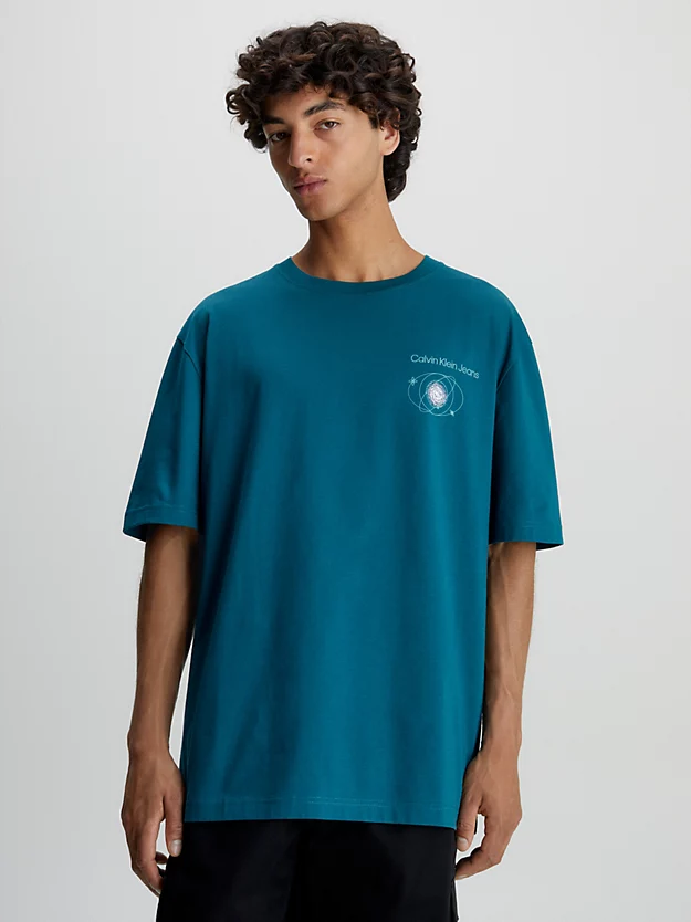 Camiseta de algodão com logo nas costas