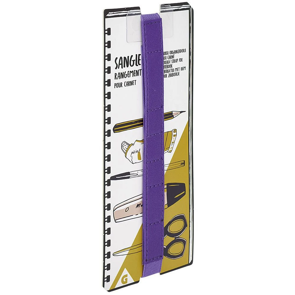 Sangle de rangement stylo pour cahier effet simili violet
