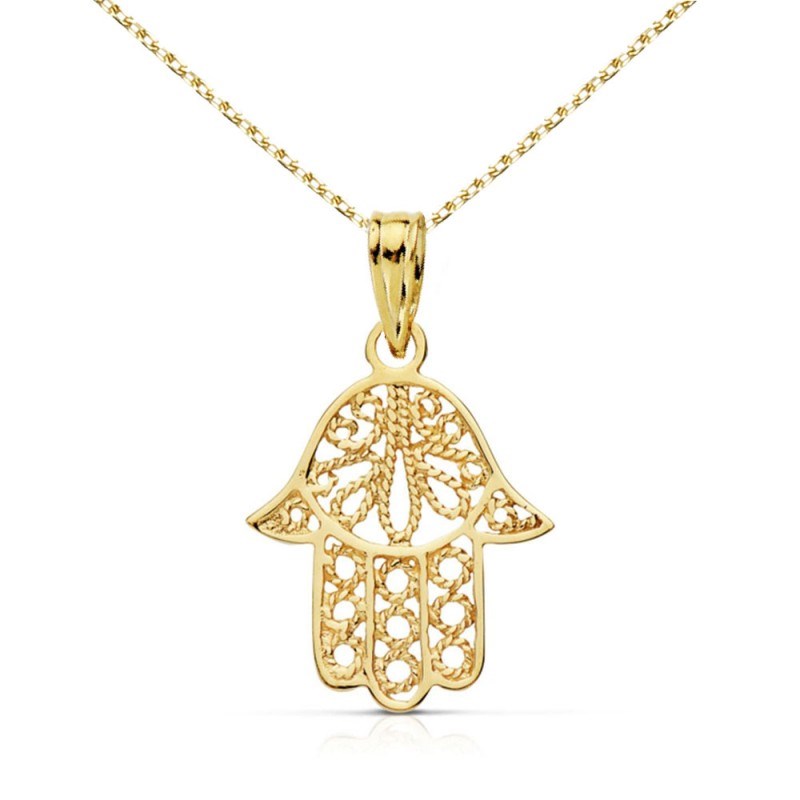 Collier - Pendentif Or Jaune Main de Fatma - Chaine Dorée