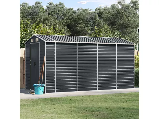 Abri de jardin anthracite 191x385x198 acier galvanisé