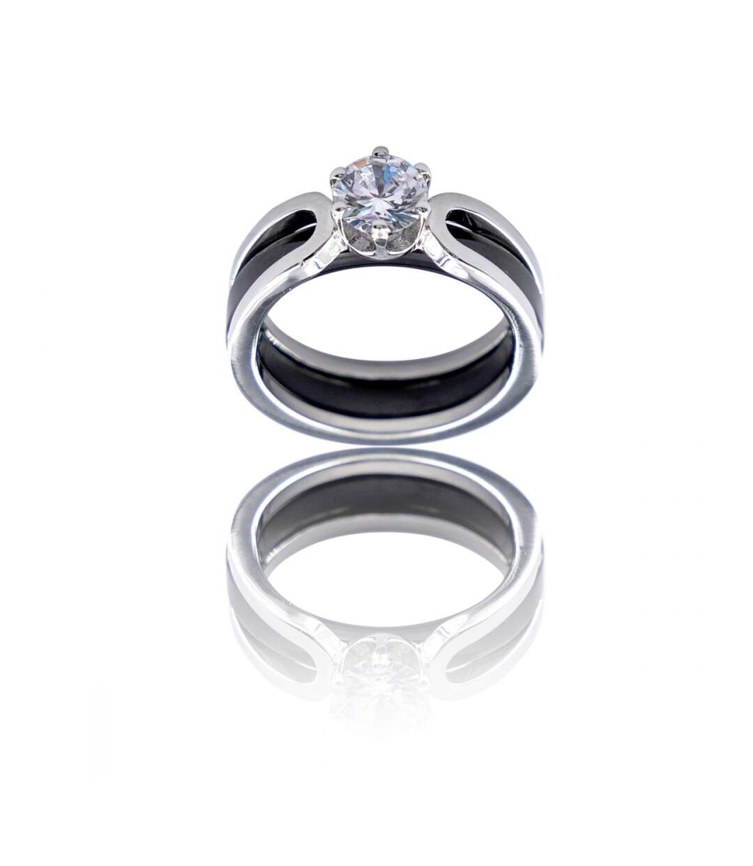 Coffret Bague Femme Trois en Une en Céramique Ornée Zirconium