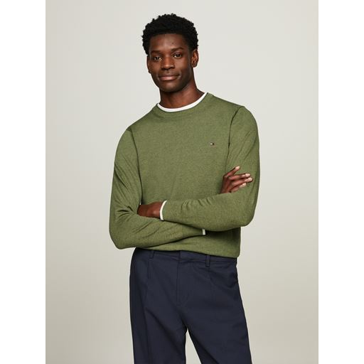 Tommy Hilfiger Mouline Striktrøje, Faded Olive Mouline, XXL
