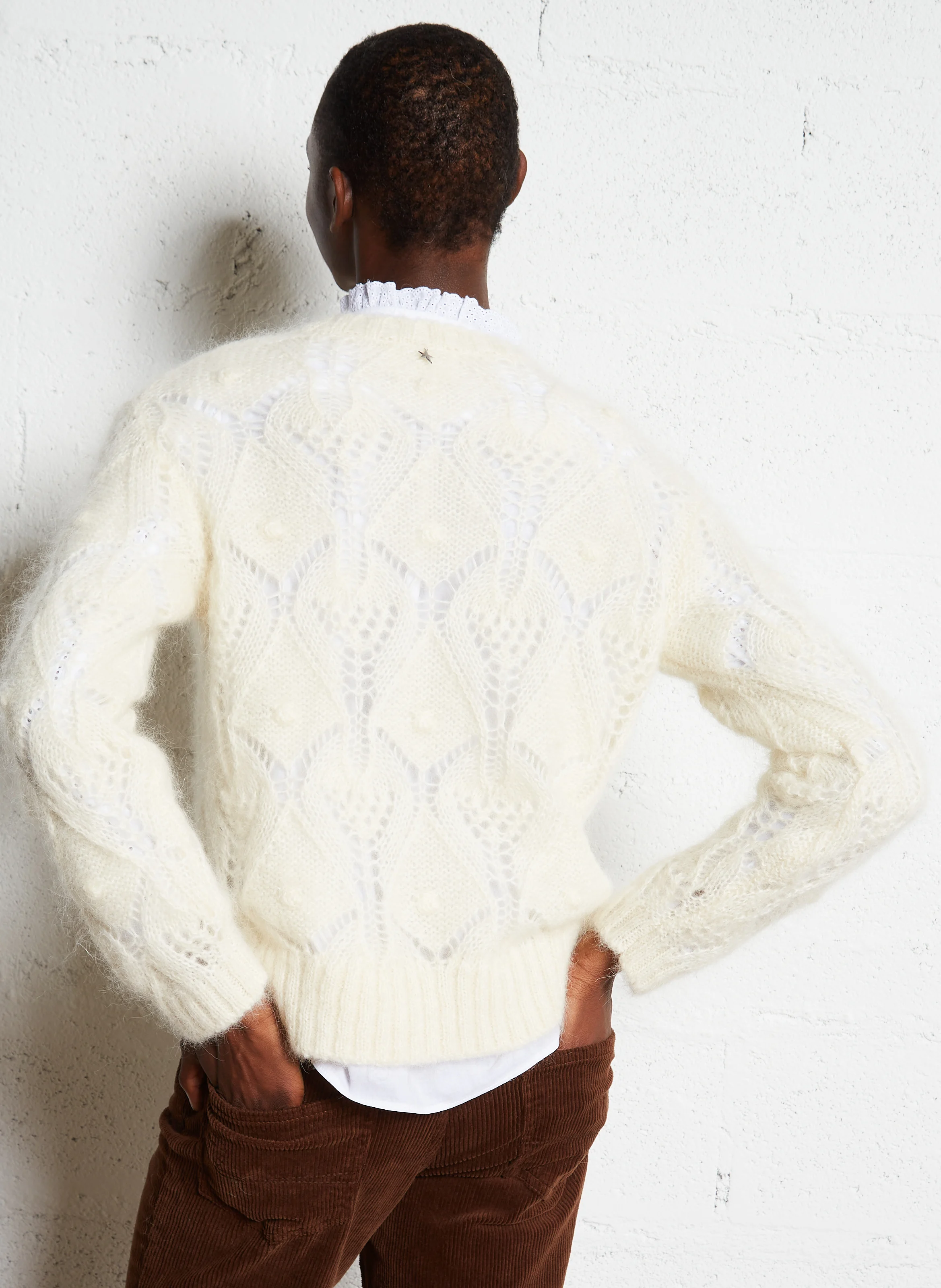 MADELIN - Pull col rond en laine mélangée | Blanc