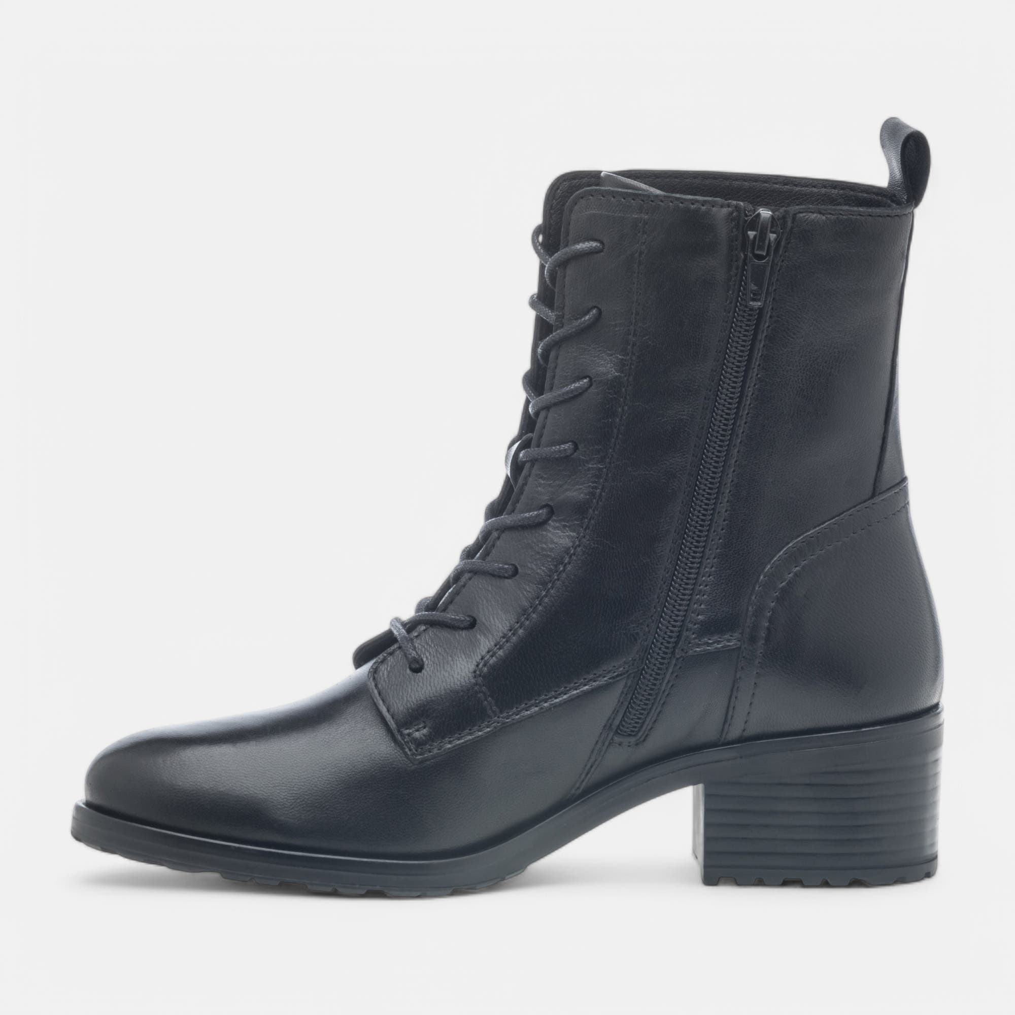 Bottines à lacets Femme en cuir noir