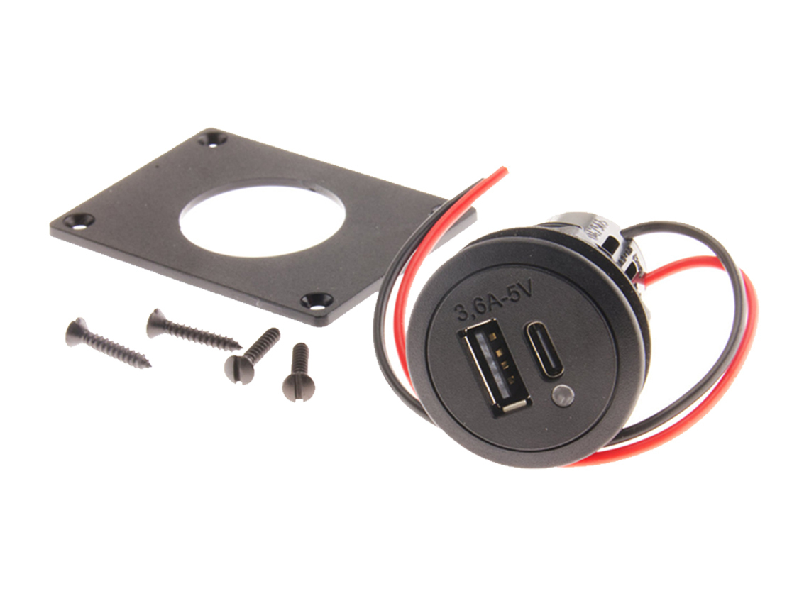 BBA power USB inbouwdoos C/A 12/24V DC