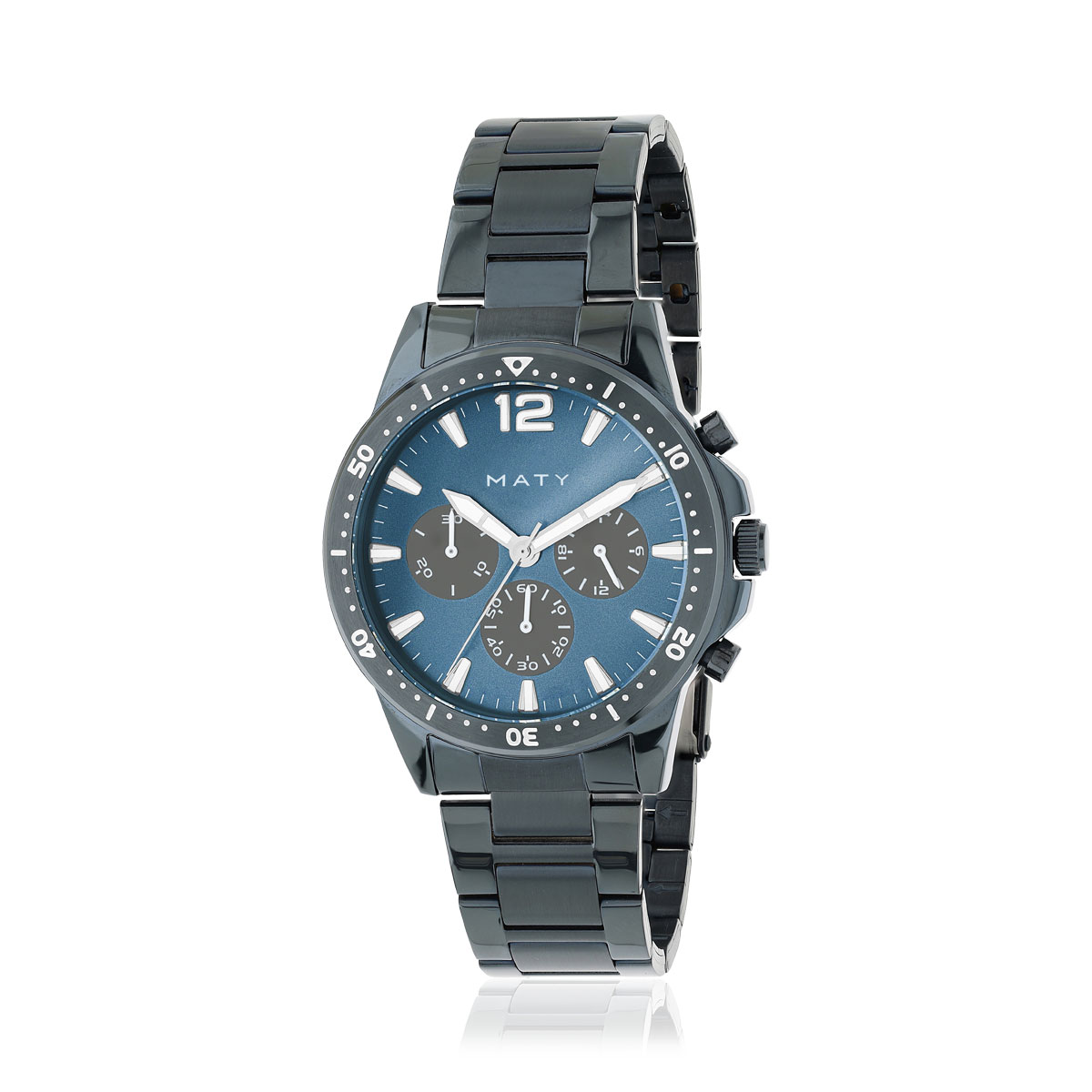 Montre homme chronographe  bracelet acier bleu