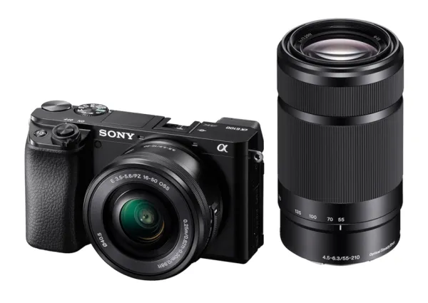 Sony a6100 ILCE-6100Y - Digitalkamera - spejlløst - 24.2 MP - APS-C - 4K / 30 fps - 3x optisk zoom 16-50 mm og 55-210 mm objektiver - Wi-Fi, NFC, Bluetooth - sort