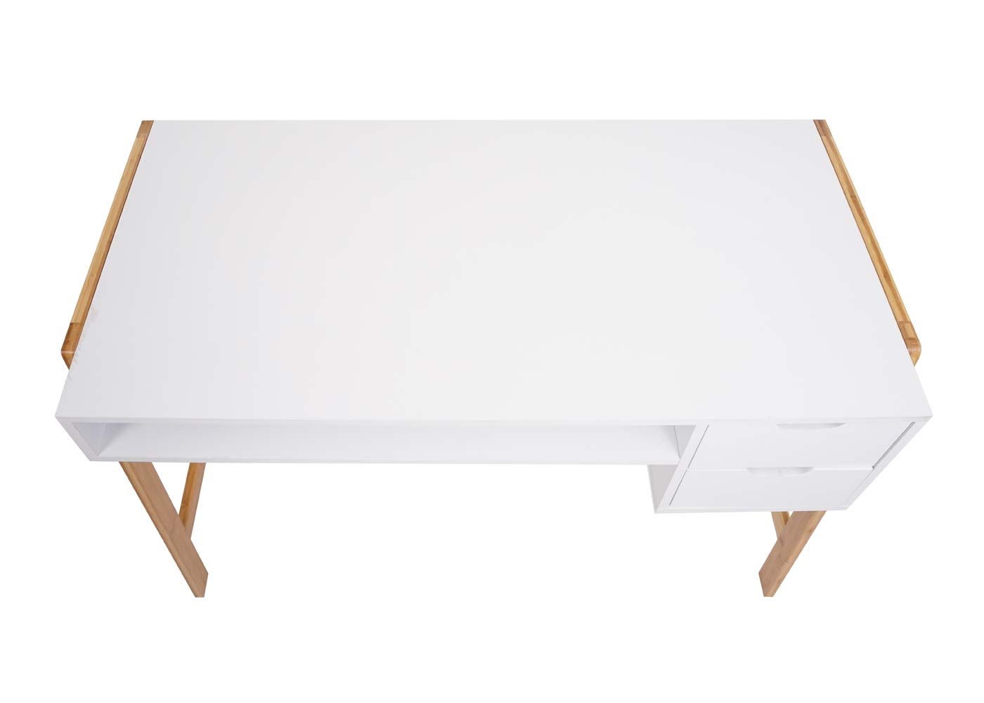 Schreibtisch MCW-K12, Bürotisch Computertisch Arbeitstisch, Schublade, Bambus 76x115x58cm ~ weiß