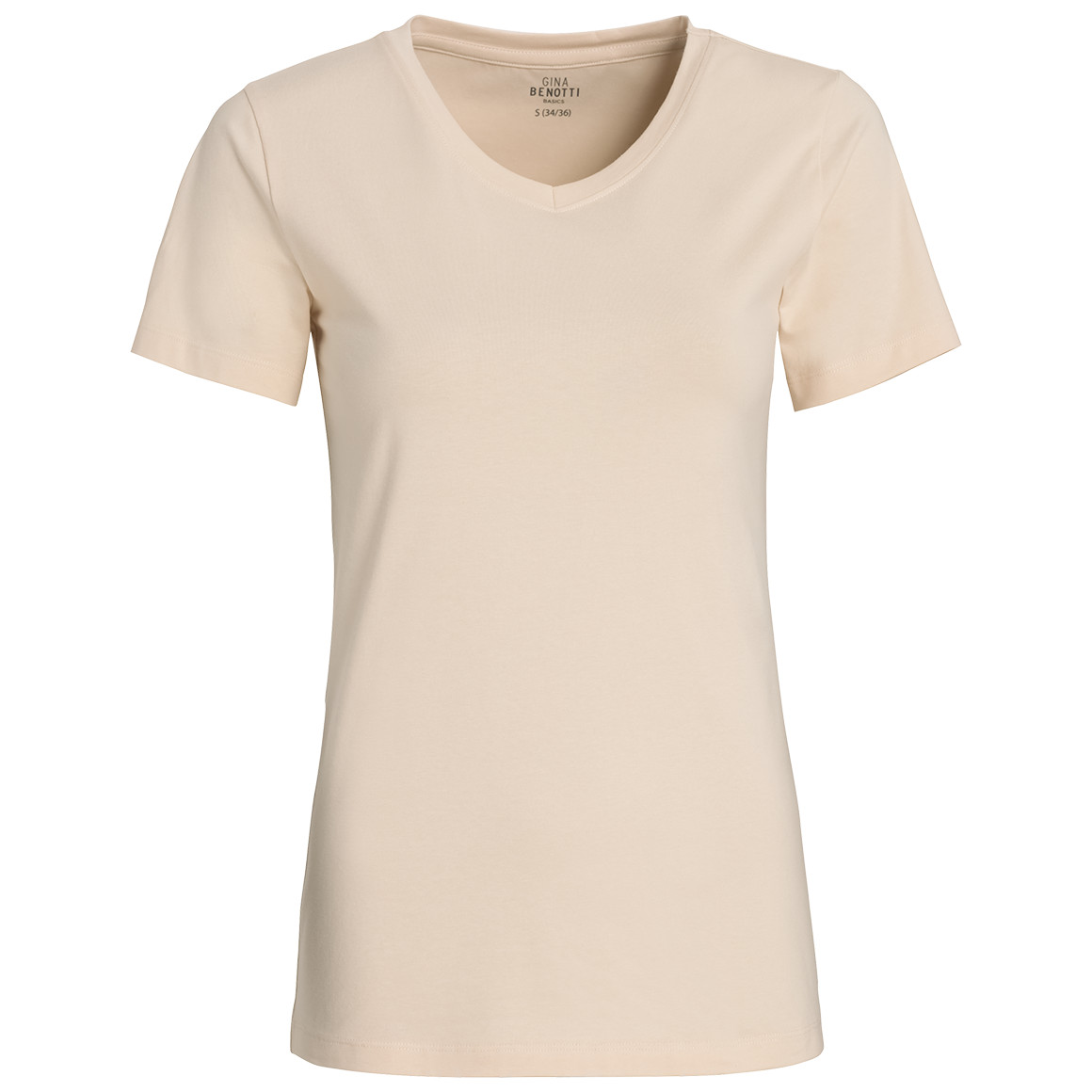 Gina Benotti Damen T-Shirt mit V-Ausschnitt beige