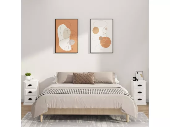 Table de chevet blanc brillant 39x39x67 cm bois d’ingénierie