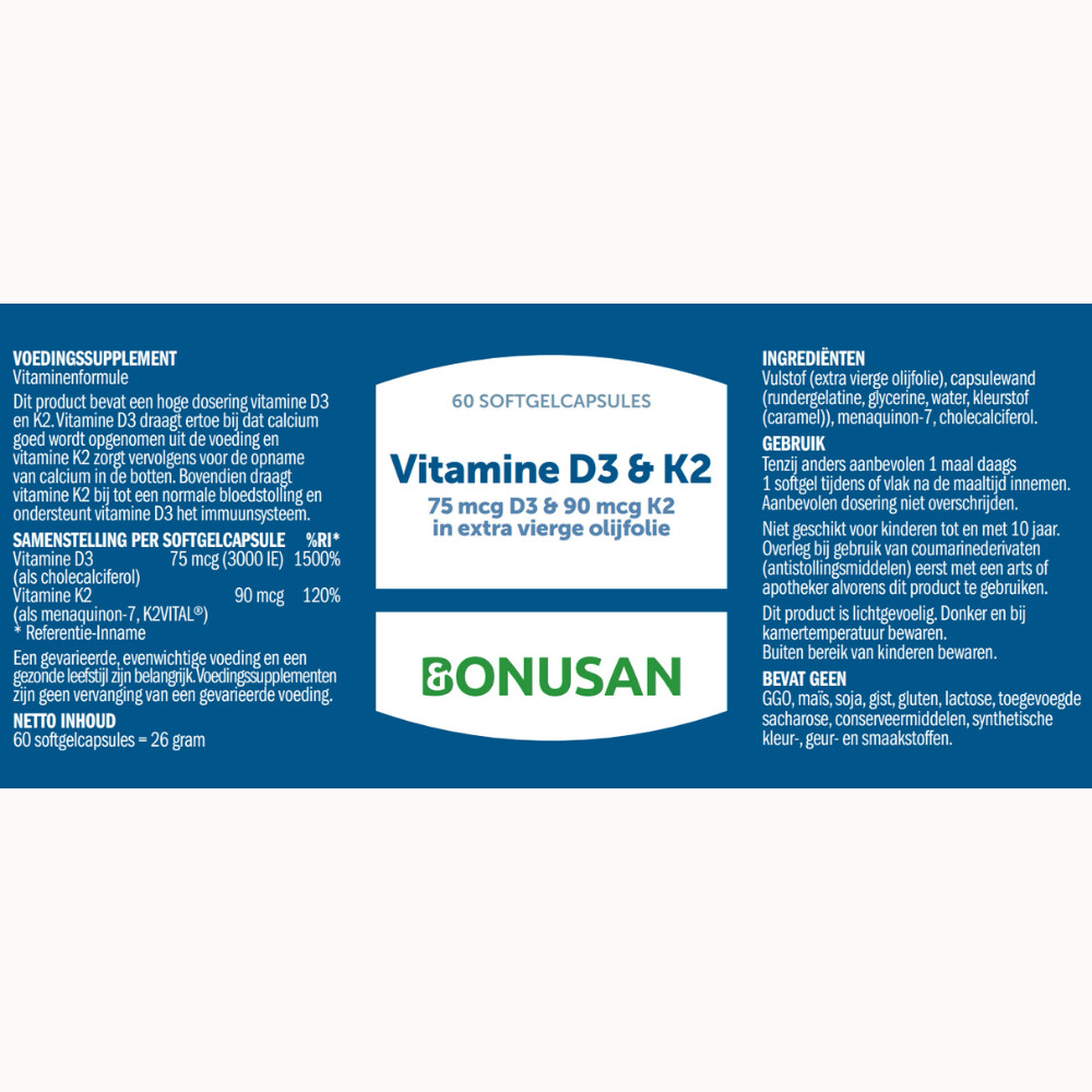 Bonusan Vitamine D3 & K2 60 softgels