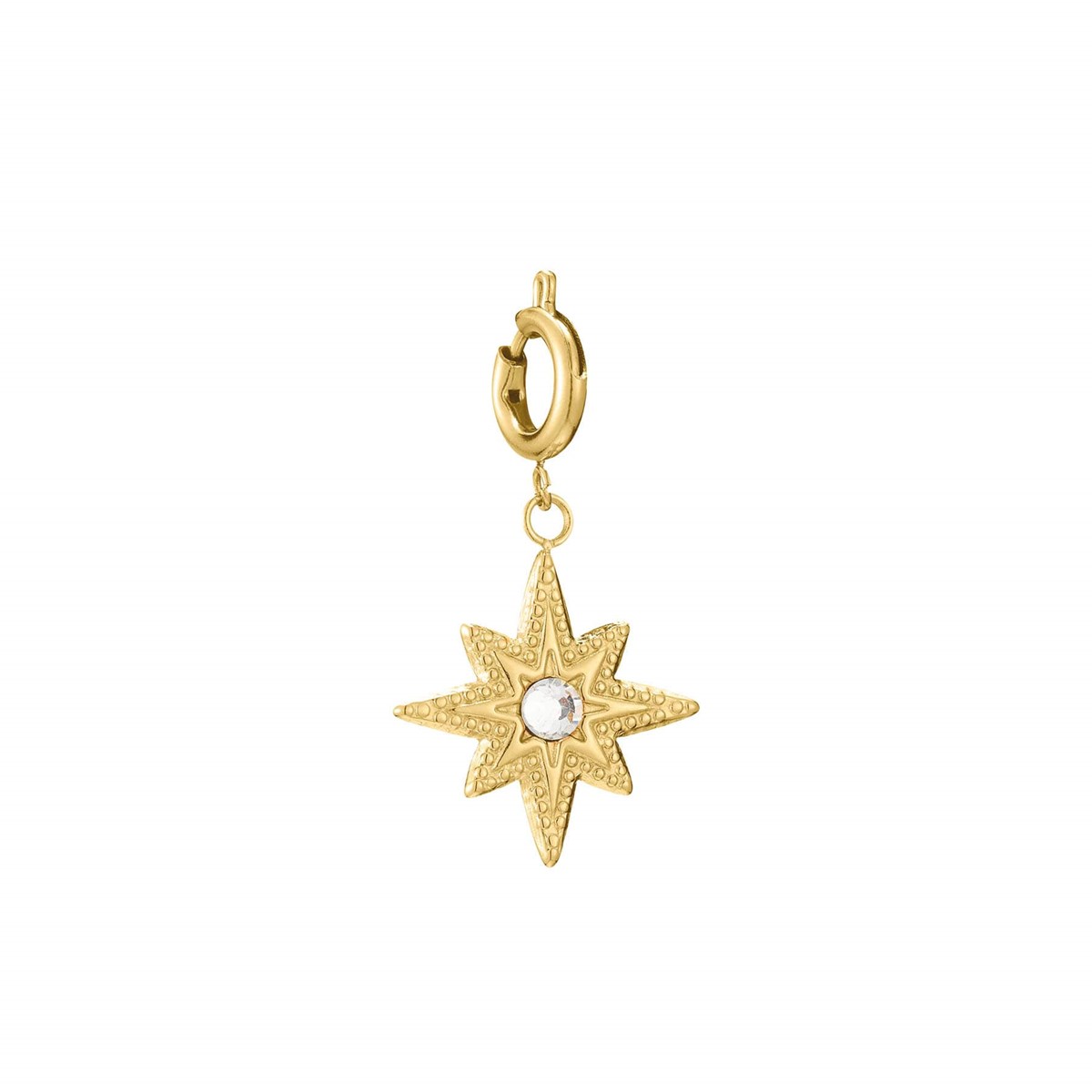 Charm Soleil acier doré or et zircon
