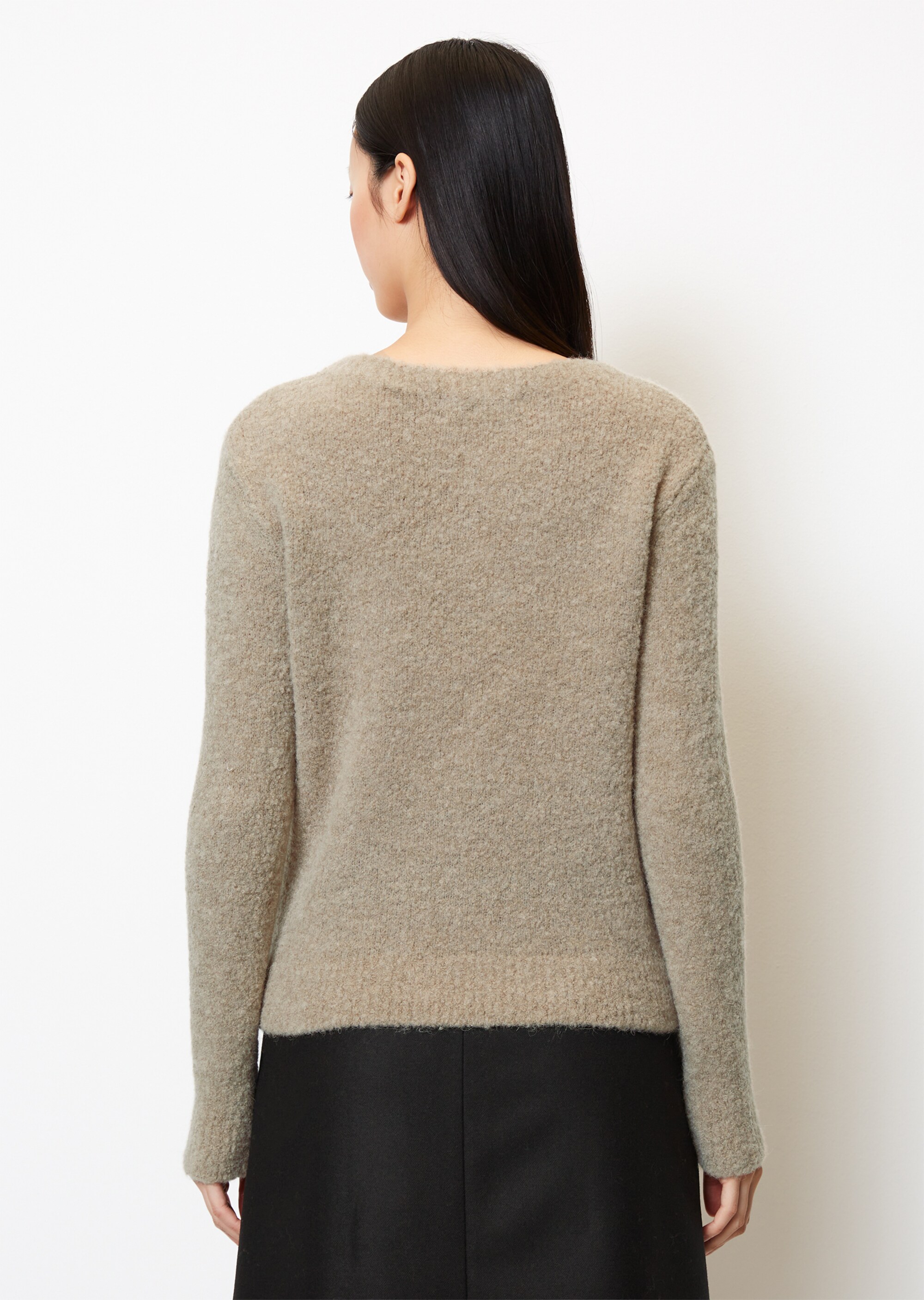 Bouclé-Pullover regularaus Schurwolle-Alpakawolle-Mix
