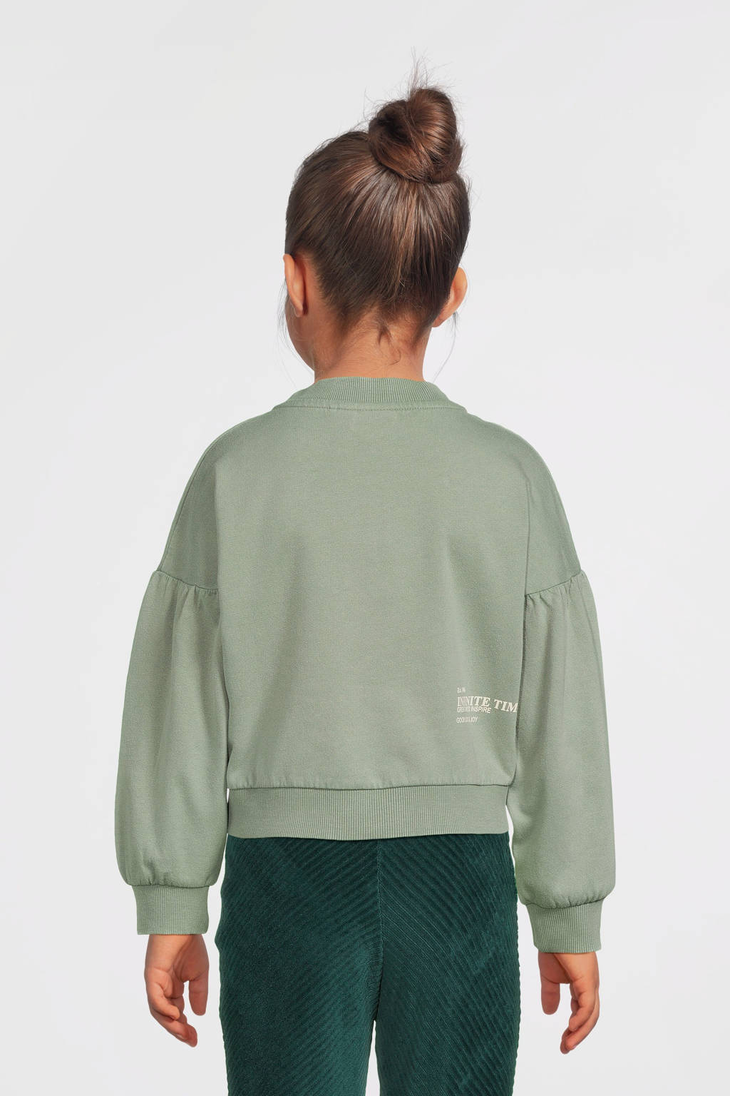 NAME IT sweater NKFOTYLLE met tekst zachtgroen