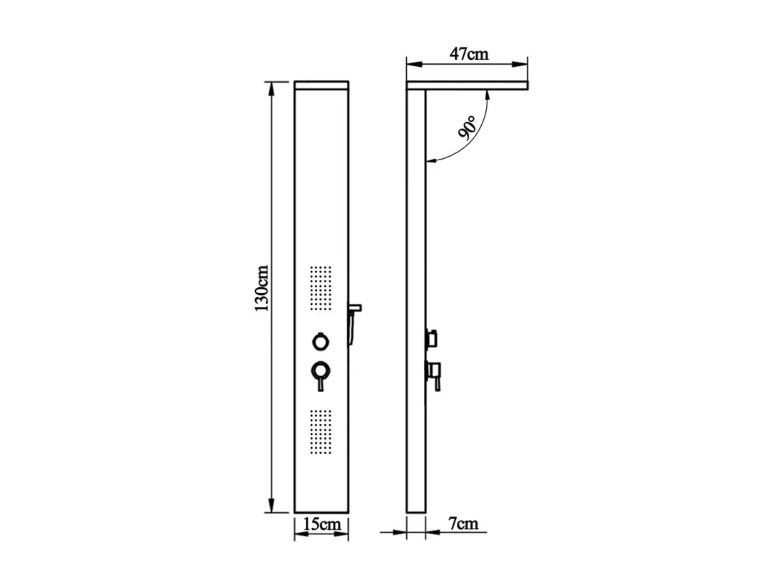Système panneau douche aluminium aluminium blanche 15 x 47 x 130 cm 02_0003118
