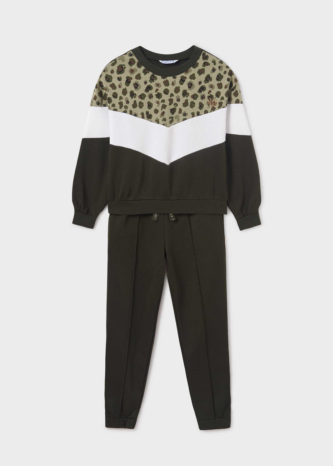 Conjunto de moletom infantil com blocos de cores