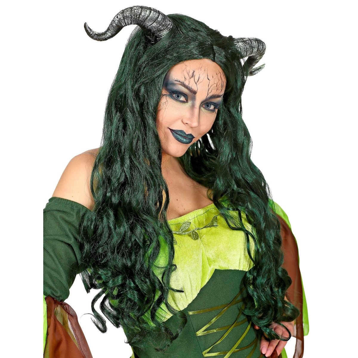 Halloween Pruik Groen Bosheks