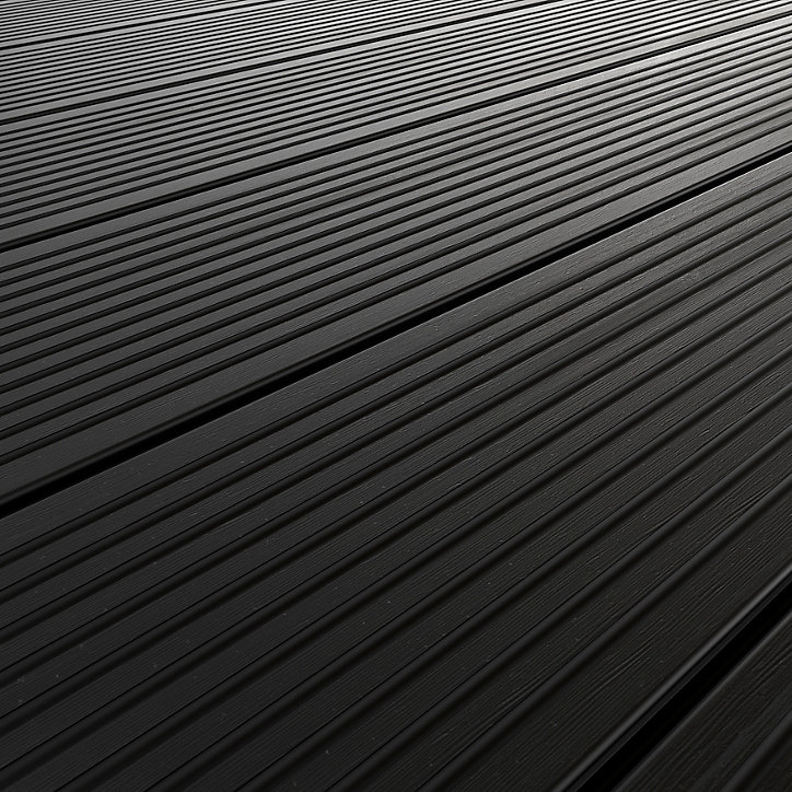Lame de terrasse composite gris anthracite Neva Klikstrom L. 220 cm x l. 14,5 cm