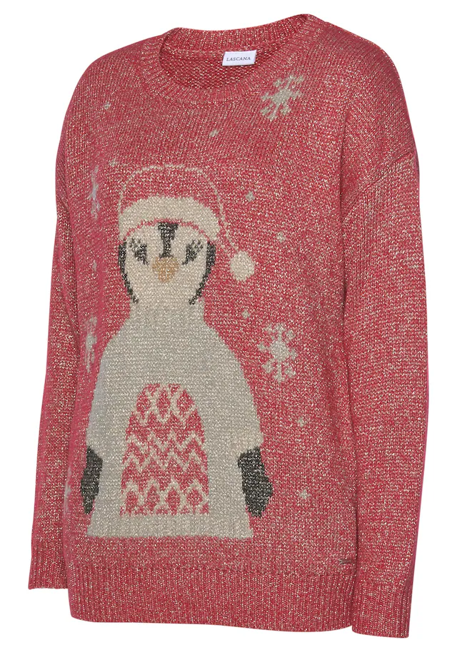 LASCANA Sweater , Weihnachtspullover mit eingestricktem Motiv, Loungewear