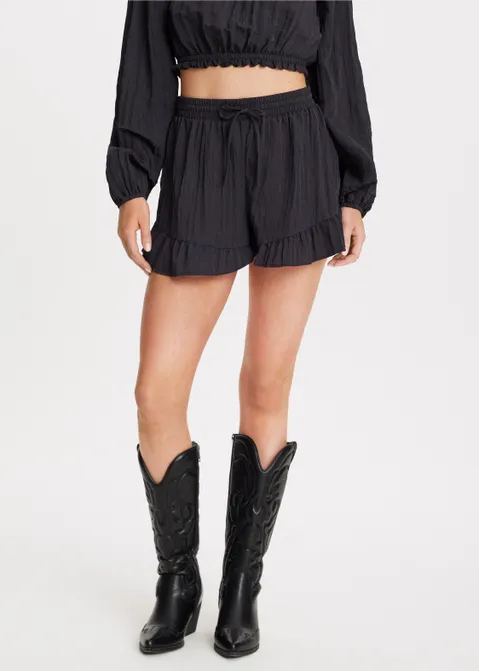 Short met ruffles zwart (ZWART)