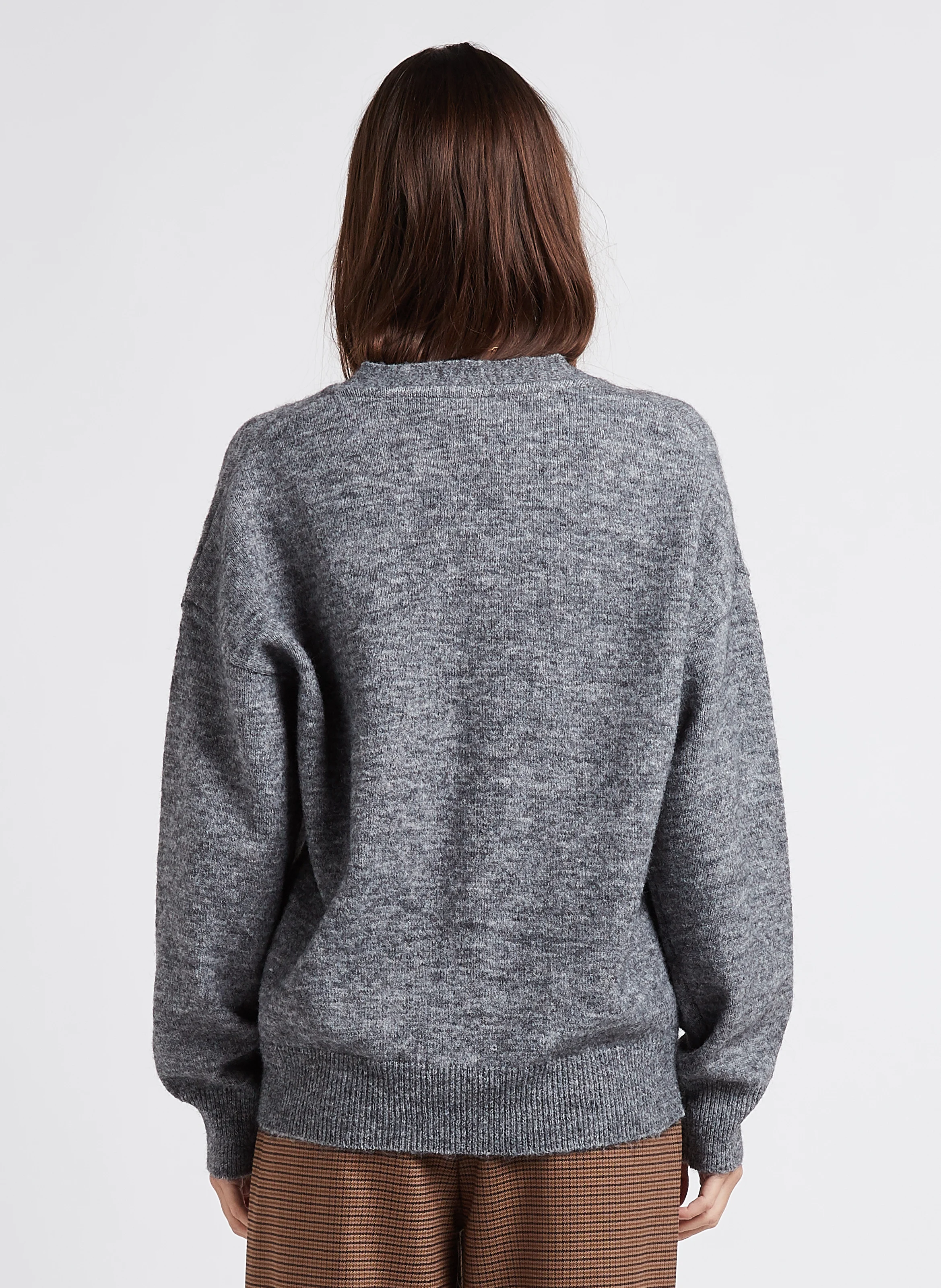 MINNA - Gilet col V en maille mélangée| Gris