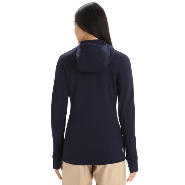 Veste polaire randonnée ICEBREAKER W QUANTUM III LS ZIP HOOD MIDNIGHT NAVY