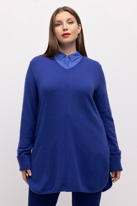 Pullover, edler Wollmix, Biese, V-Ausschnitt, Langarm