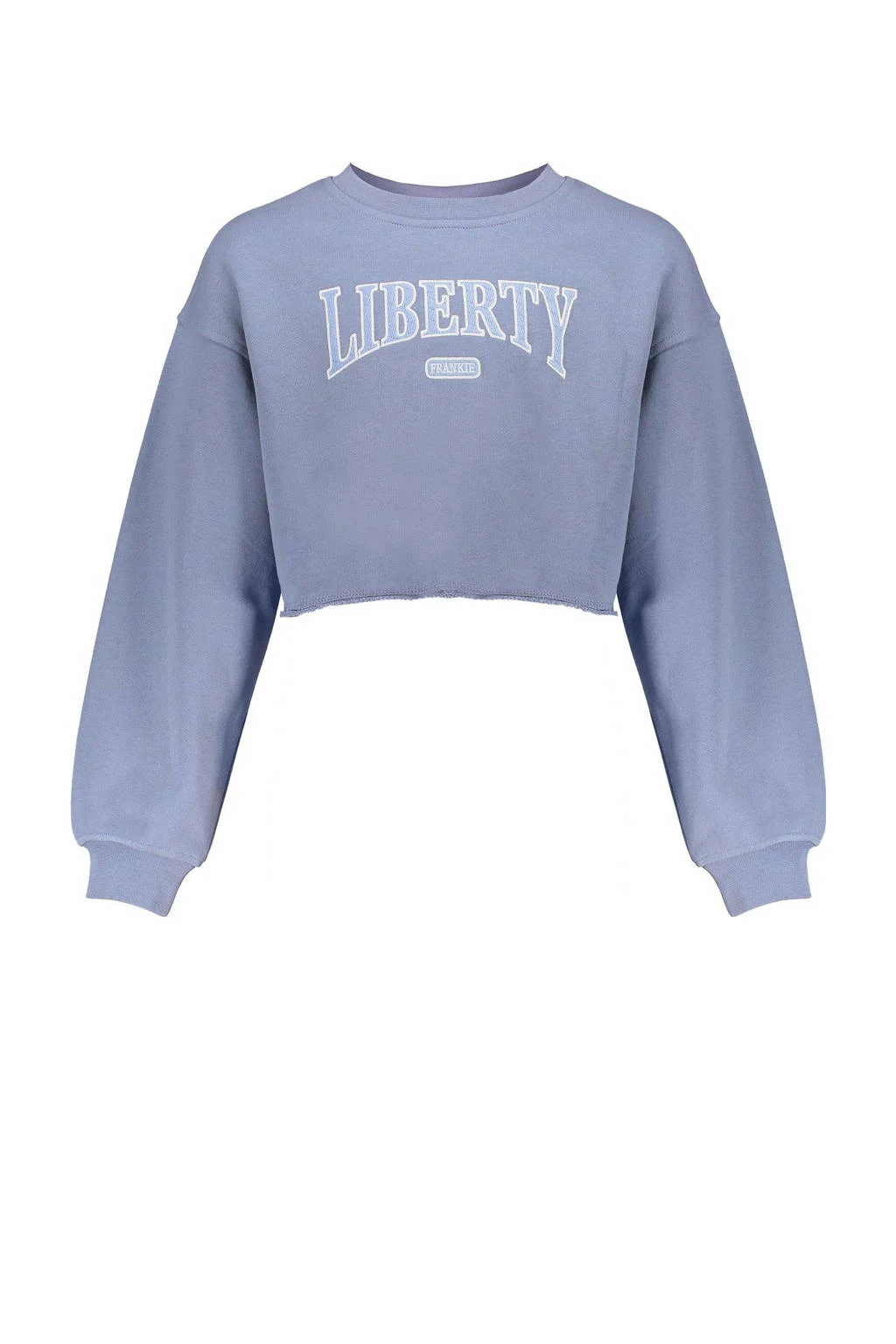 Frankie&Liberty sweater met tekst blauw