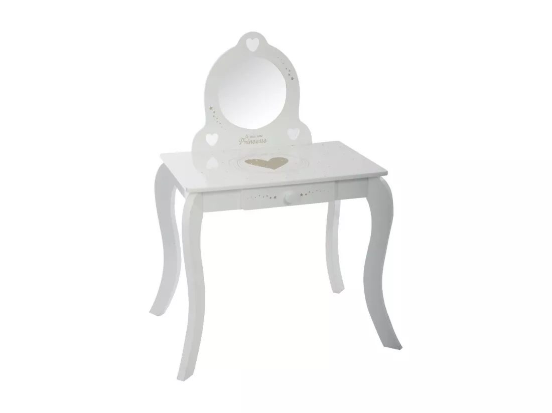 Coiffeuse Enfant avec Tabouret en Bois