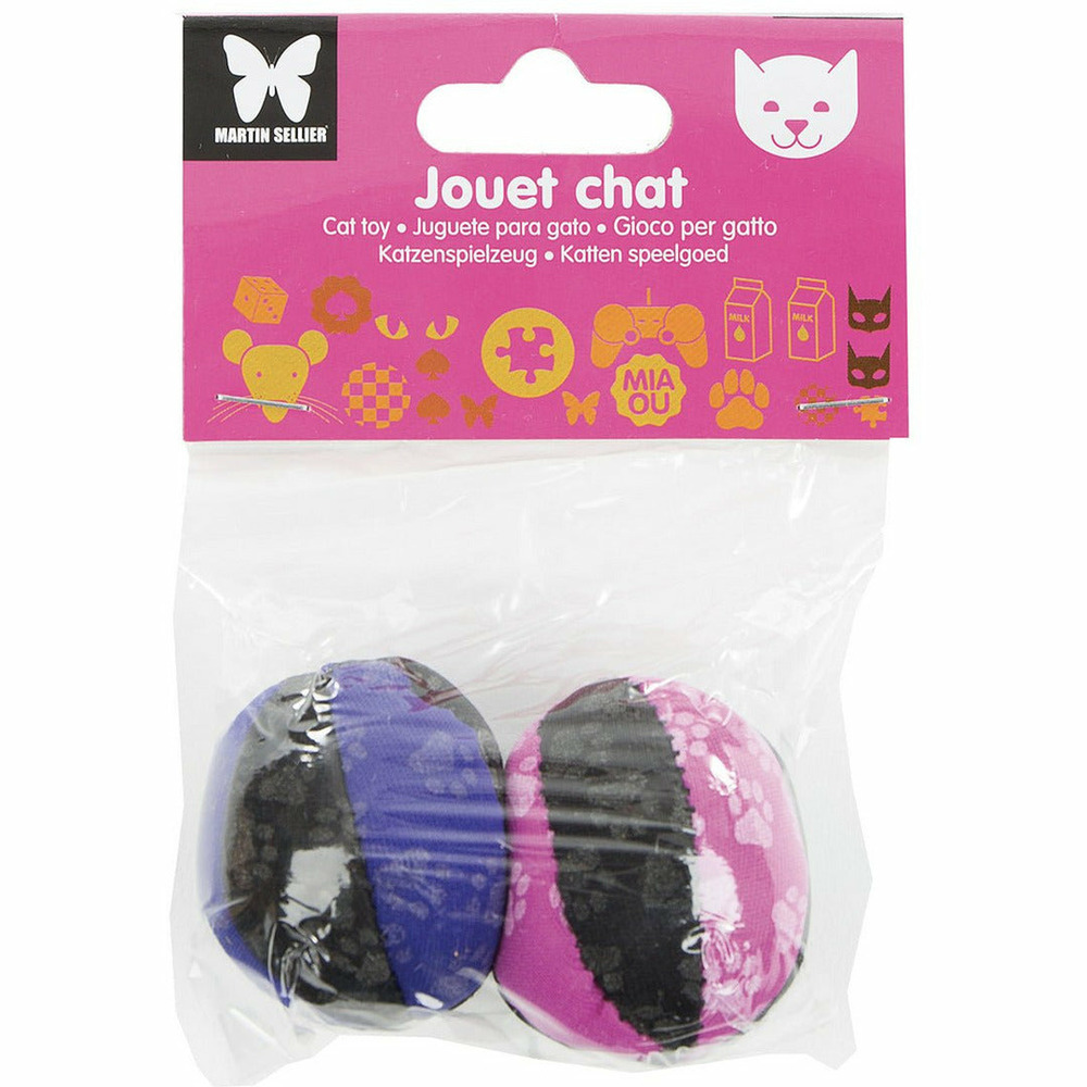 Lot de 2 balles phosphorescentes pour chats avec herbe à chat - coloris suivant disponibilité