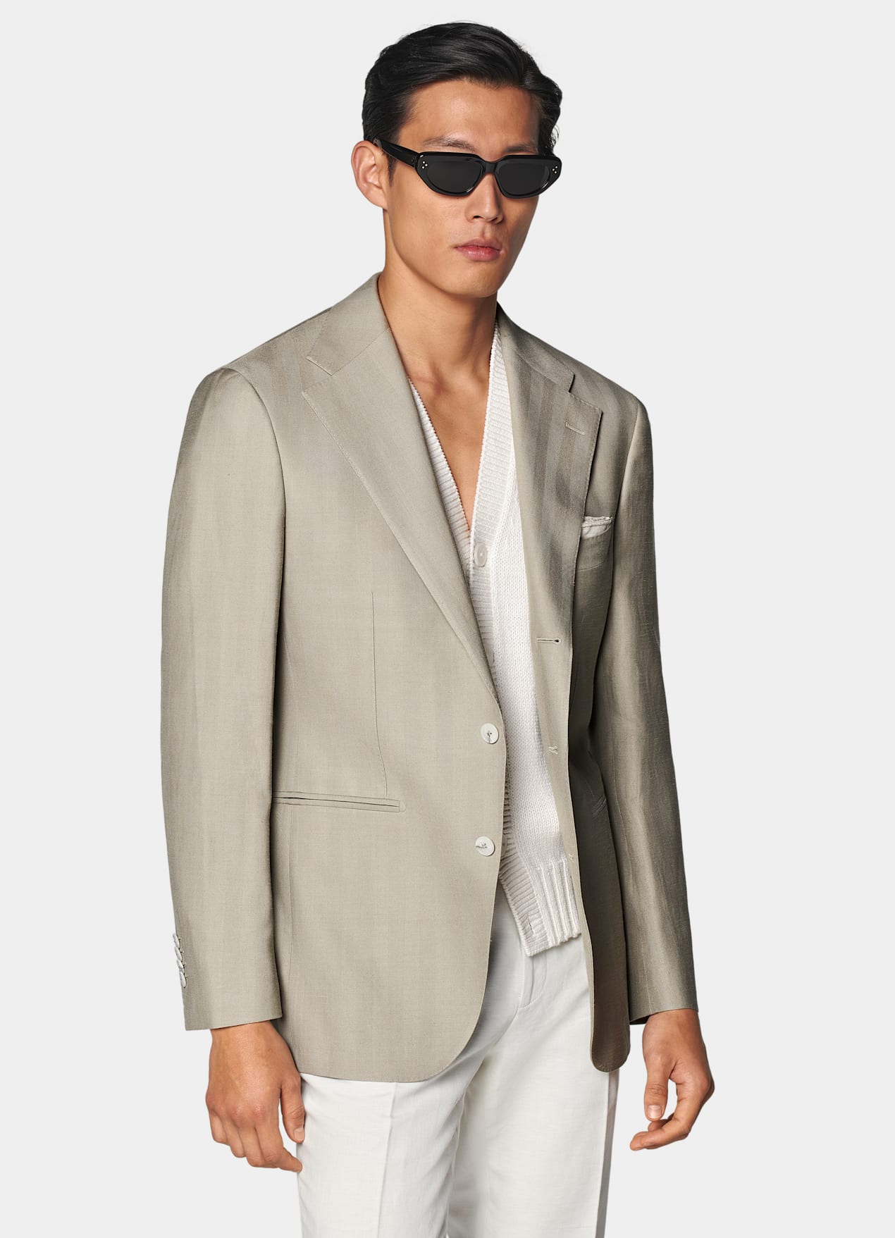 Blazer Roma coupe Relaxed vert clair à chevrons