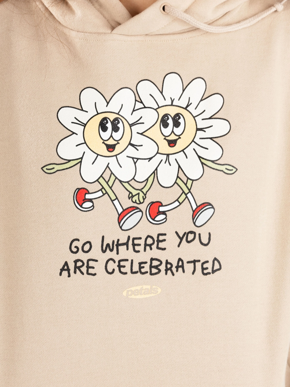Petals and Peacocks Celebrated Hoodie sand
