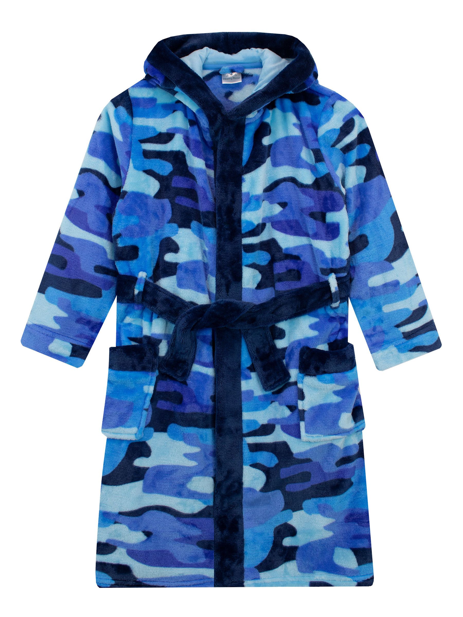 Harry Bear badjas met camouflageprint en BLAUWE AOP camouflageprint