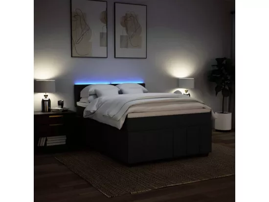 Sommier à lattes de lit avec matelas Noir 140x190 cm Tissu