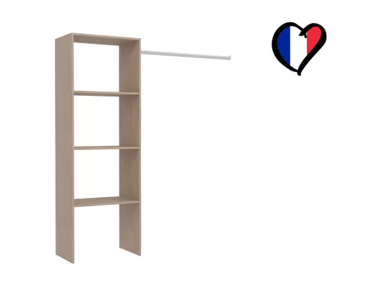 Dressing bois avec 3 étagères, une penderie : 160 x 40 x 180 cm ELYSEE
