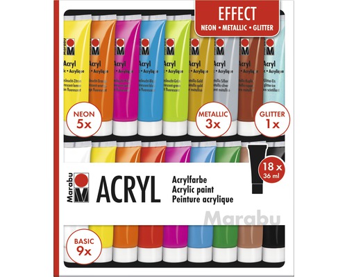 Marabu Acrylverfset EFFECTS, 18 x 36 ml