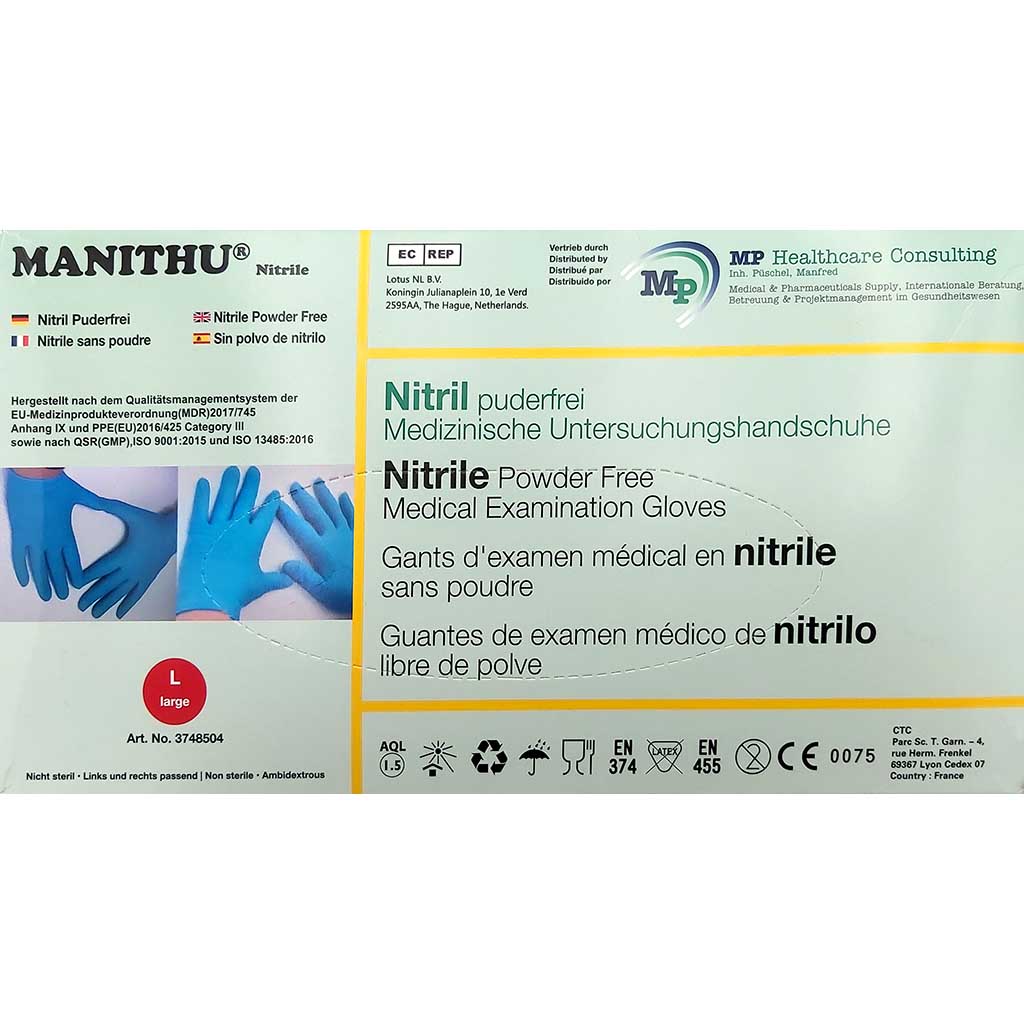 Gummihandschuhe Manithu Nitril-Puderfrei 100 Stück L