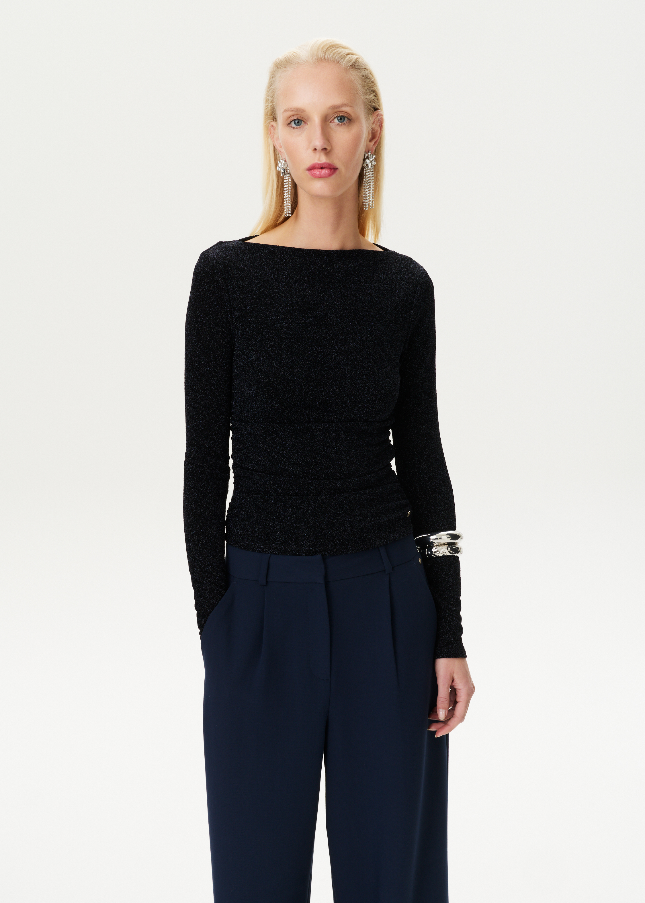 Lurex top met boothals