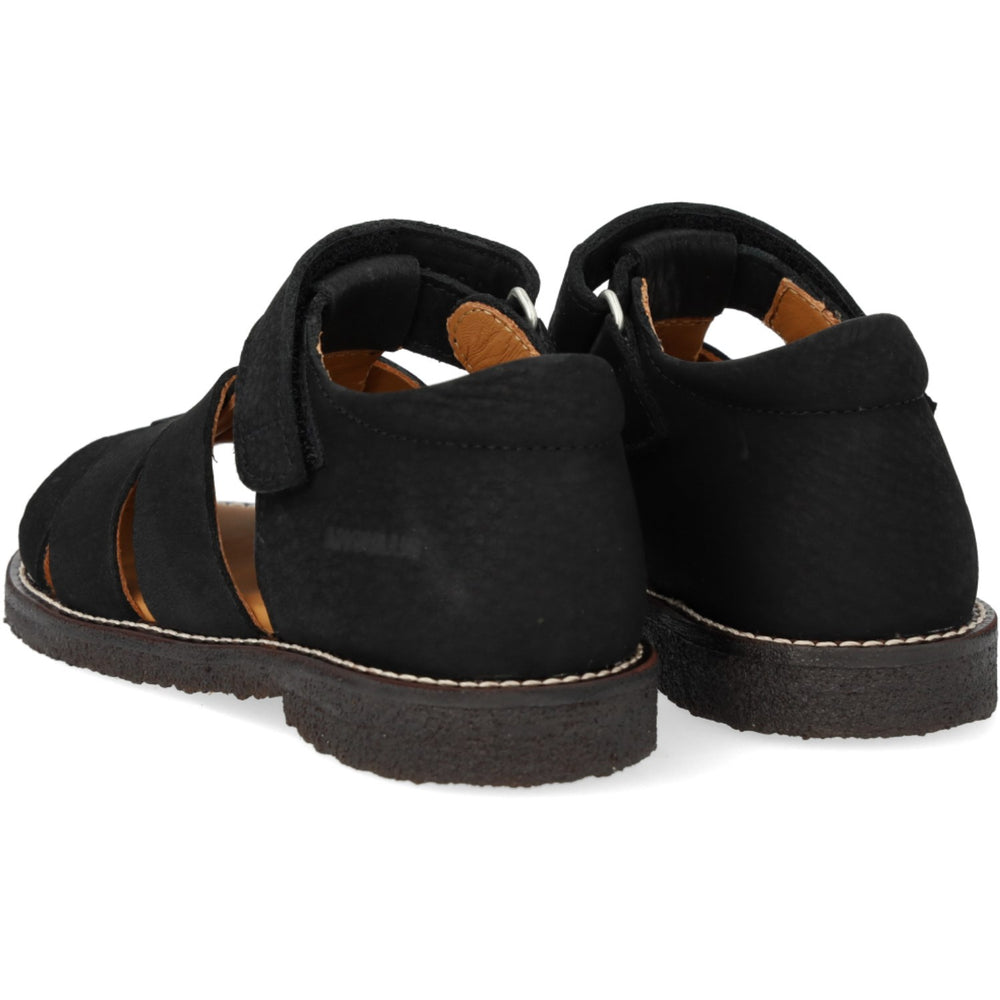 Køb Angulus Black Klassisk Ruskindssandal Med Velcro