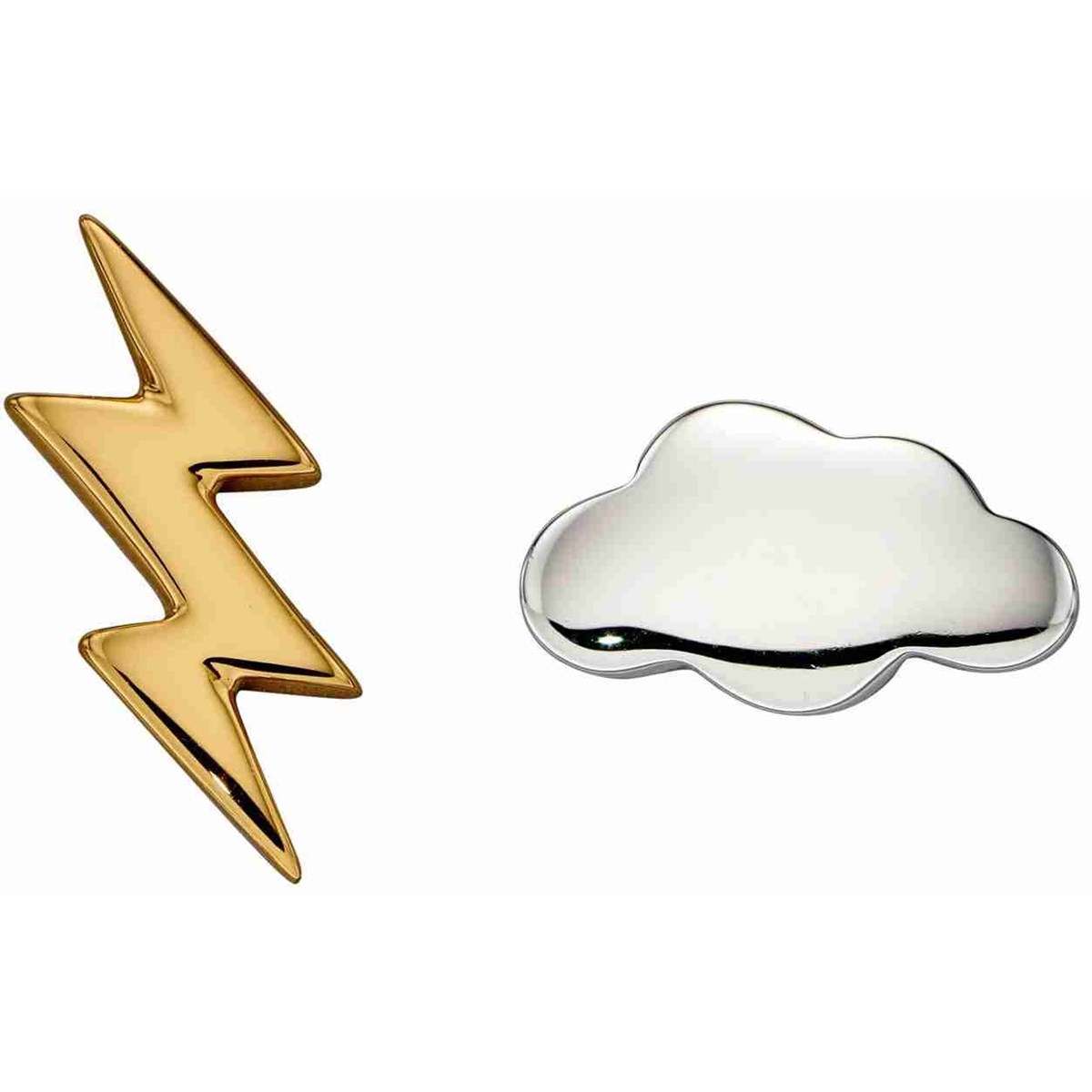 Boucle d'oreille nuage et foudre plaqué or en argent 925/1000