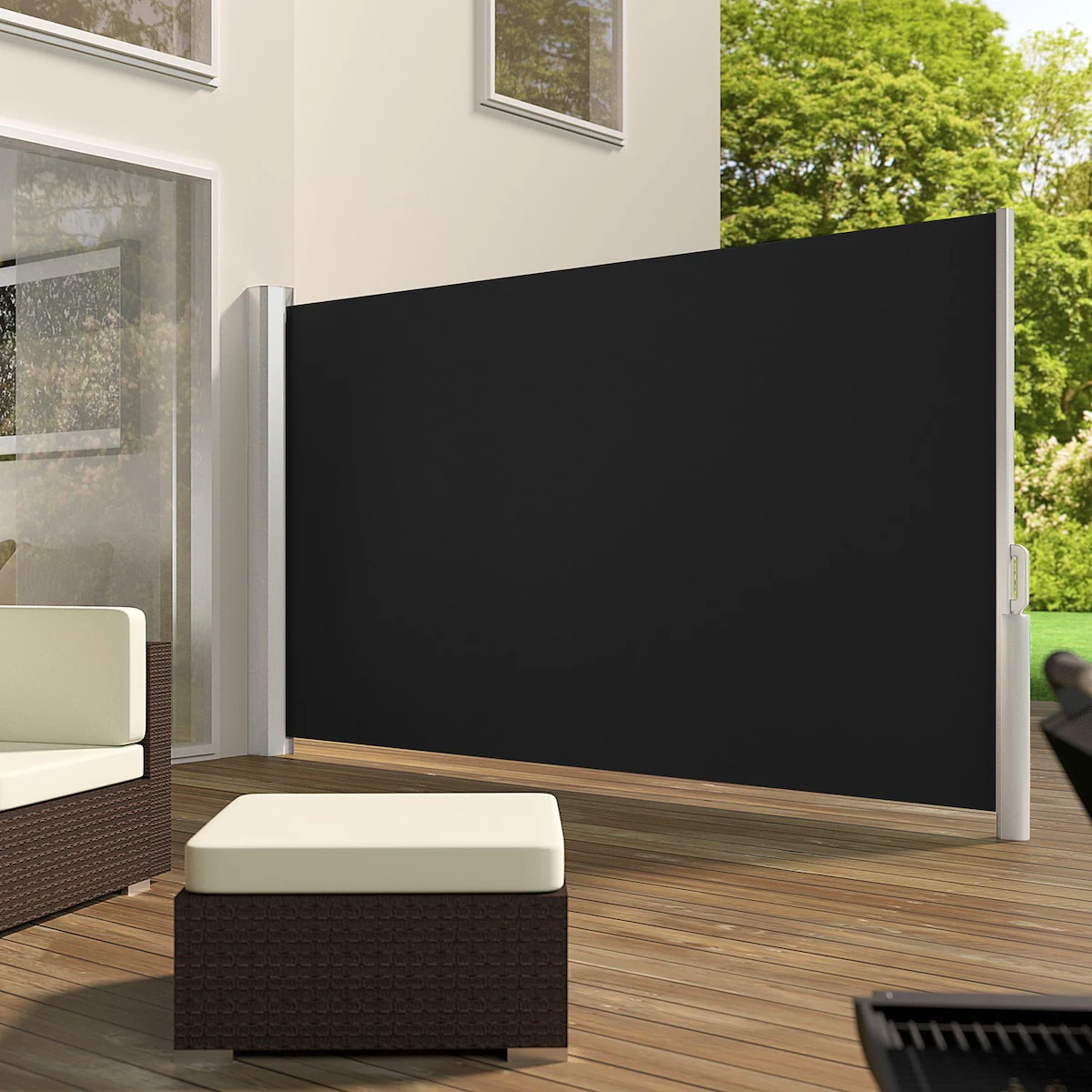Sidemarkise med uttrekkbar mekanisme - 160 x 300 cm,svart