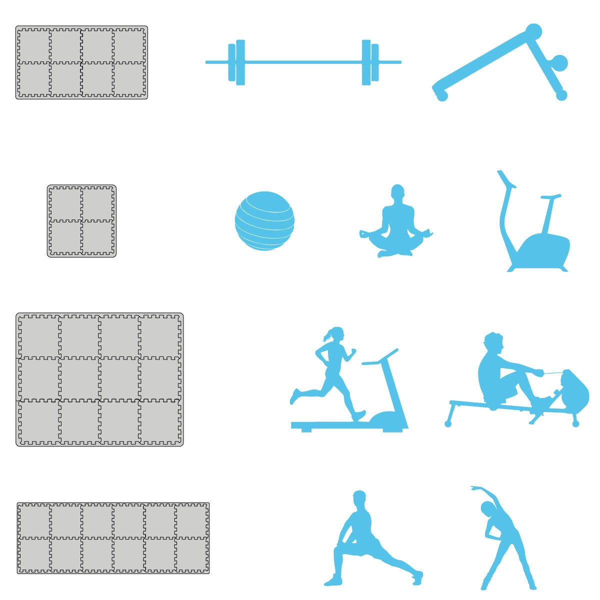 eyepower Profi-Fitnessmatte 63x63x2cm 8er Set
