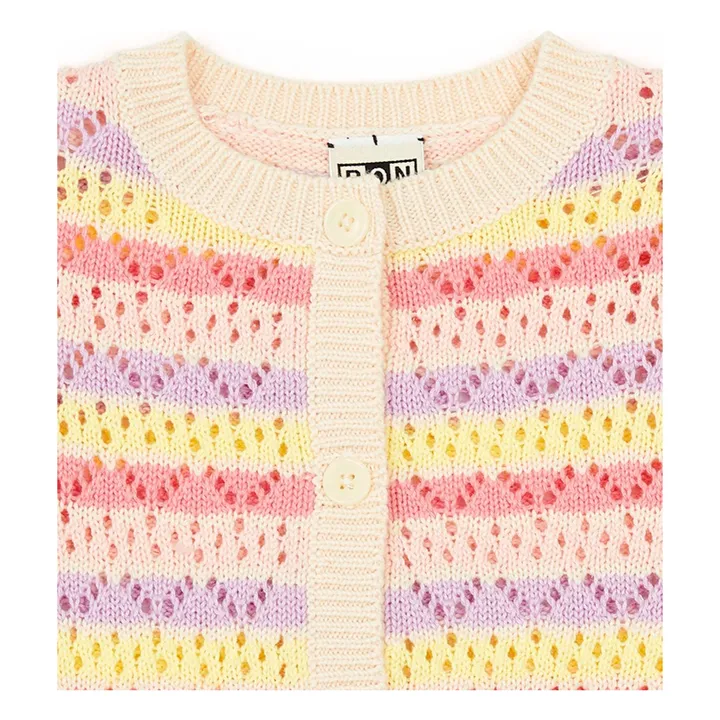 Bonton Cardigan Lilet en Maille Rayé | Rose pâle