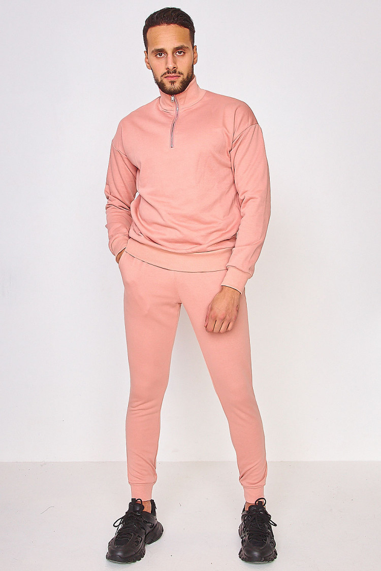 Sweat demi-zip rose