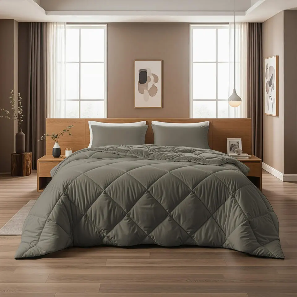 Dekbed zonder Overtrek Diamond 240x200 – Incl. Kussenslopen – Wasbaar – Kaki