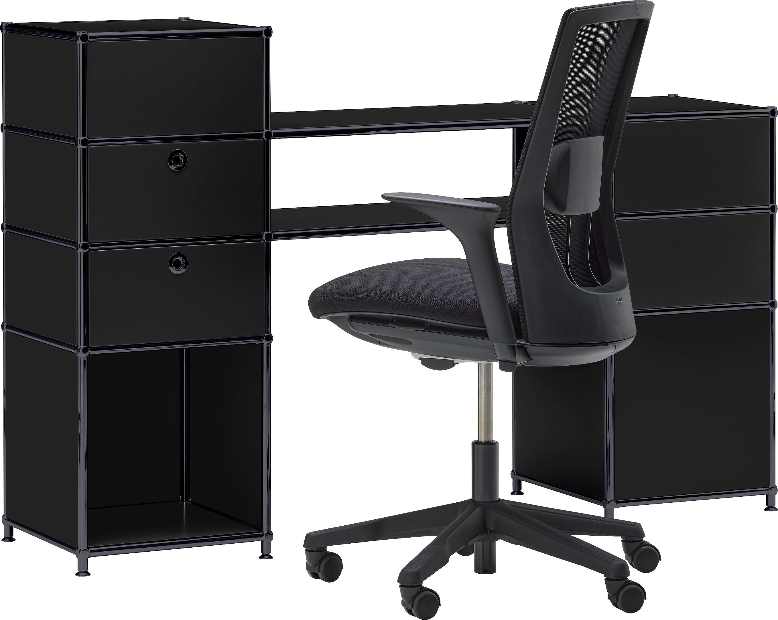 FLEXCUBE Schreibtisch - Schwarz / B: 152.0 cm x T: 40.0 cm x H: 100.0 cm