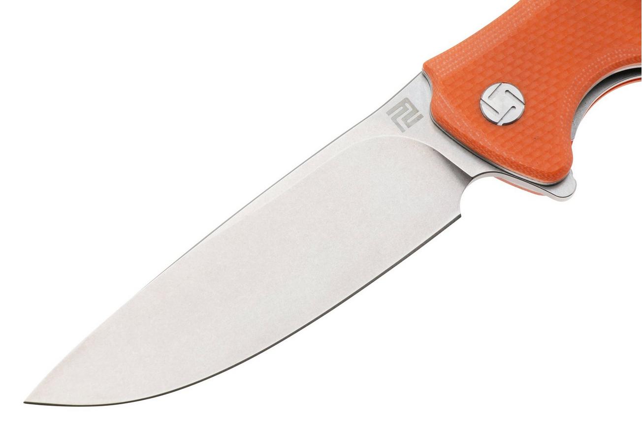 Artisan Cutlery Tradition 1702P-OE, Stonewashed D2, Orange G10 zakmes
