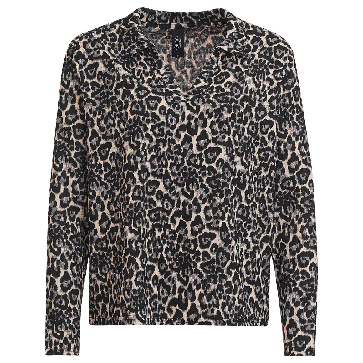 Gina Collection Damen Bluse mit Leo-Muster schwarz / beige