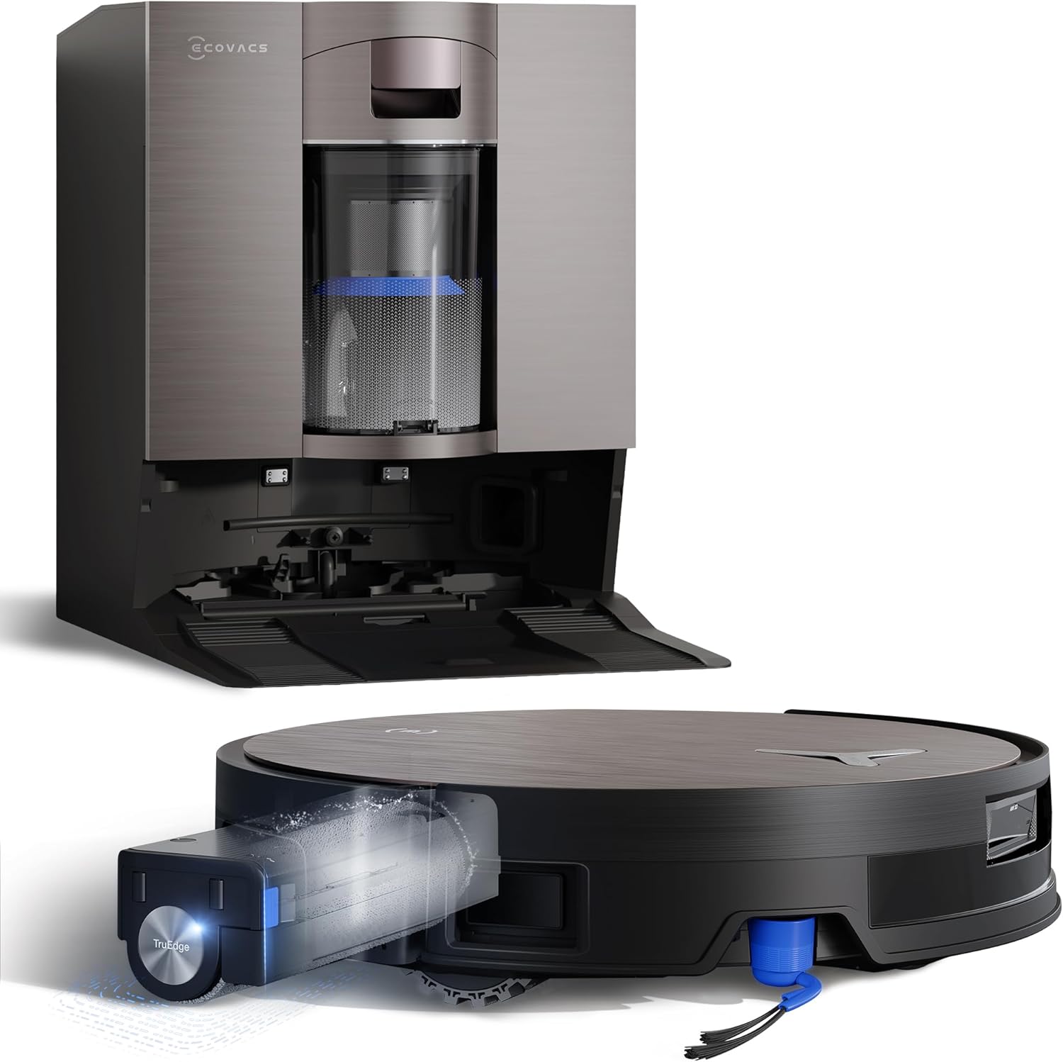 ECOVACS X11 OMNICYCLONE Saugroboter mit Wischfunktion, Blast + 19.500 Pa, ultraschnelles Akkuladen, OZMO Roller 2.0, Klettern max. 4 cm Höhe, Ausfahrender Wischmopp, PureCyclone 2.0 Auto-Entleerung