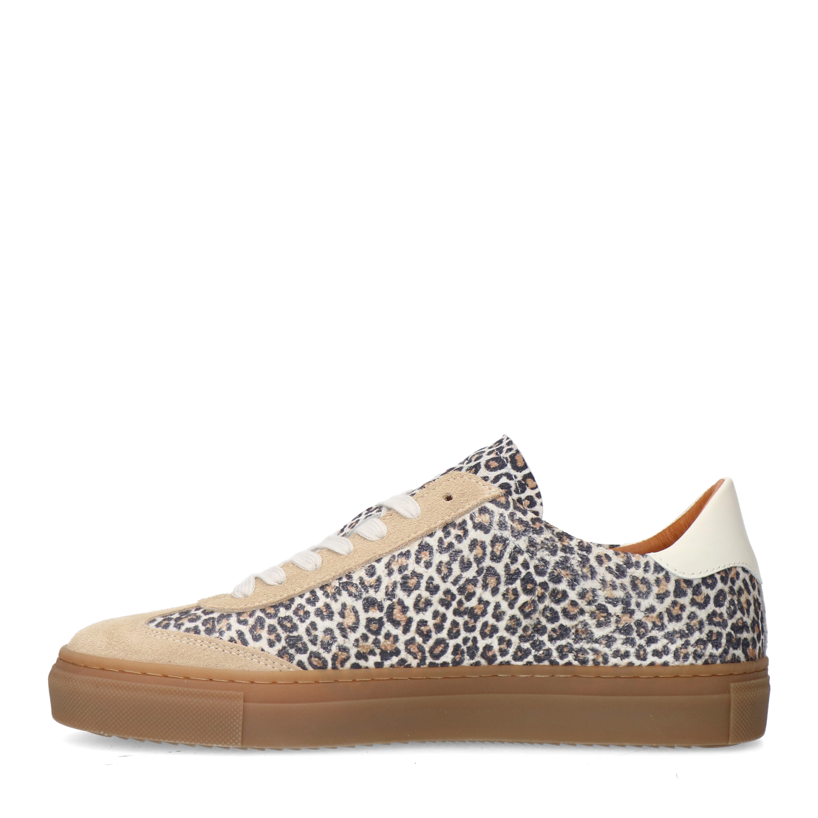 Beige suède leopard sneakers